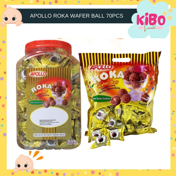 

(BestSeller) Roka Apollo Wafer Ball Chocolate Snack Bola Coklat 70pcs/Toples/Bag