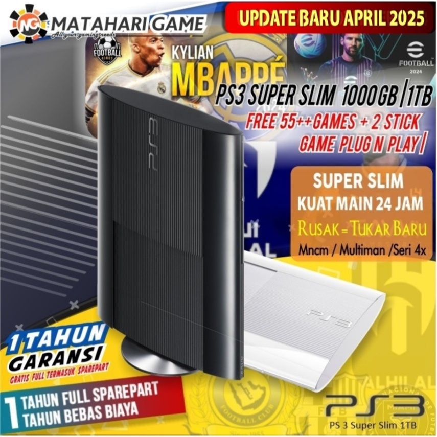 ELEKTRO11- PS3 Asli Sony Super slim CFW 1TB 1000GB 500GB 320GB - preloved Garansi 1 Tahun