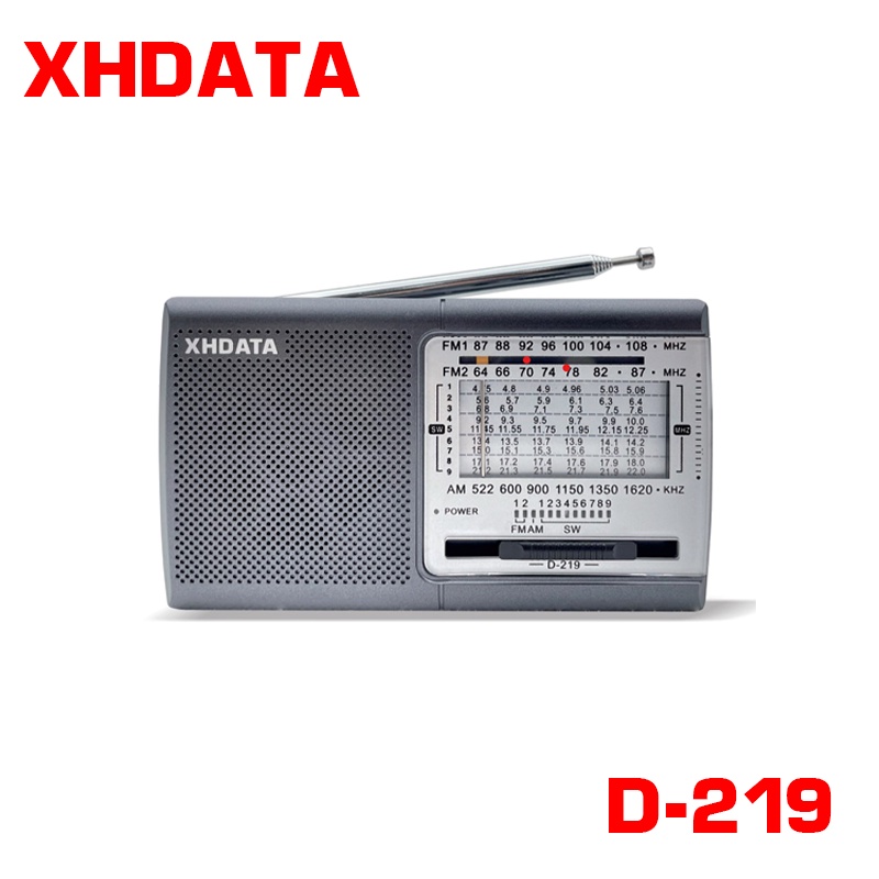 Xhdata D-219 Fm Radio Portable Am Sw 9K 10K Bands Radio Receiver High Sensitivity Shortwave Pocket