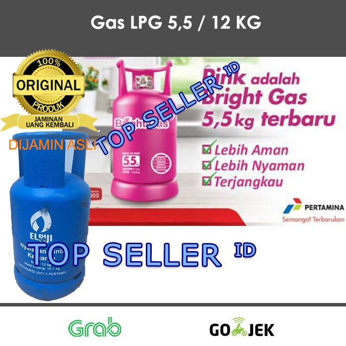 Bright Gas Pink 5,5 12 KG Tabung + Isi FULL LPG Elpiji Masak Asli Original Gas Biru AY0