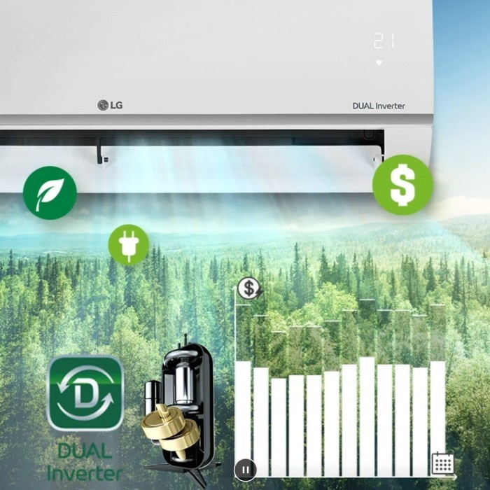 AC LG T09EV5 1PK DUAL INVERTER DUAL COOL WITH WATT CONTROL TERMURAH