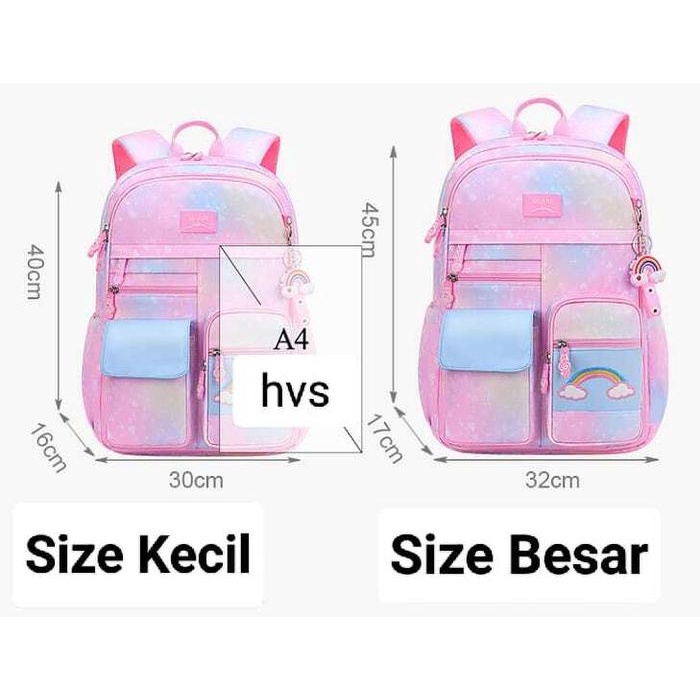 Tas Sekolah Anak Perempuan Import Anti Air Model Kulkas Pelangi, Tas Sekolah Anak Perempuan Cewek Sd