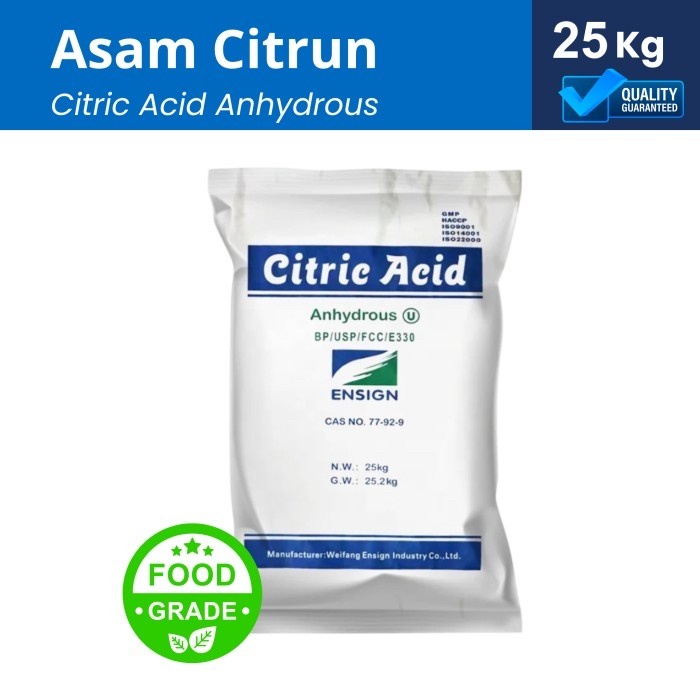 

Citric Acid Anhydrous 25Kg / Citrun / Asam Citrun
