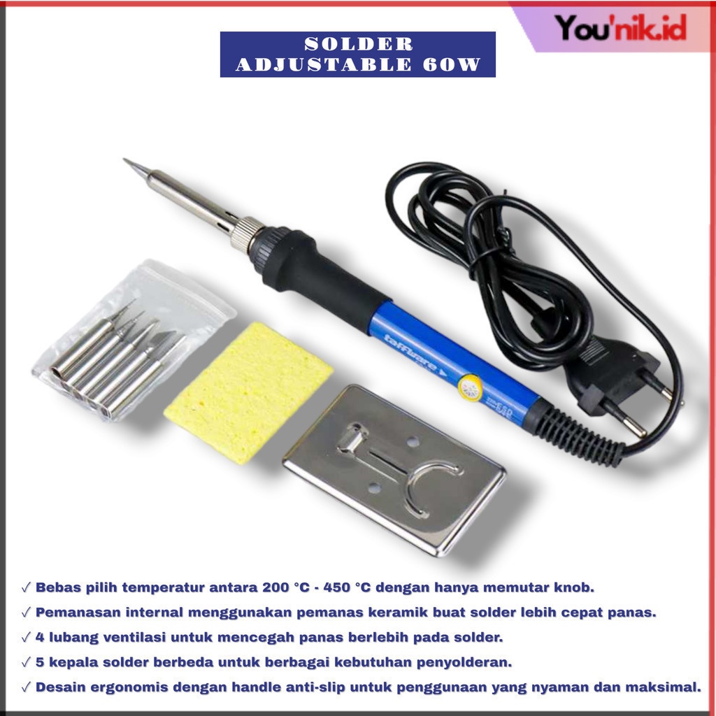 Solder Hp SMD Mata Kecil Temperatur Cepat Panas 60W Dengan 5 Mata Solder - CS-31 AY0