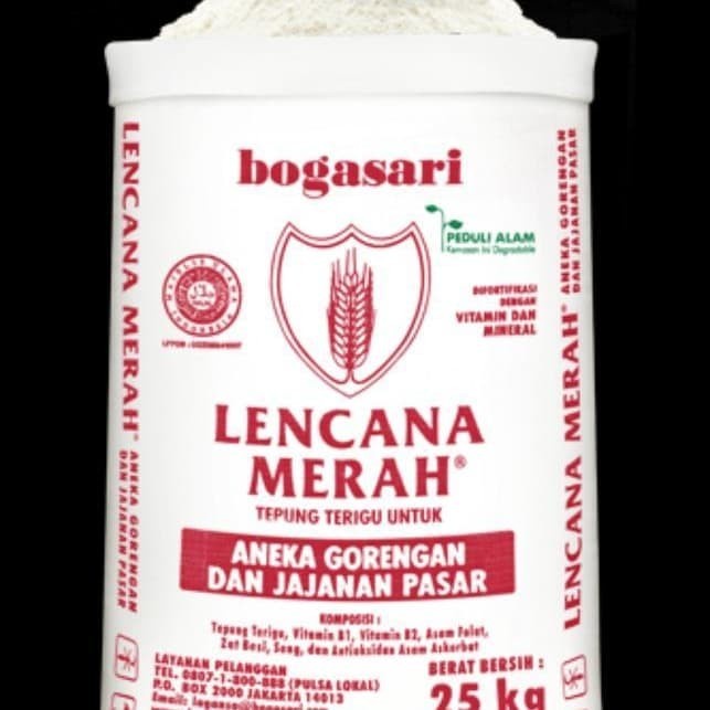 

Gojek Grab ! Tepung Terigu Lencana Merah 25 kg Bogasari aneka Gorengan