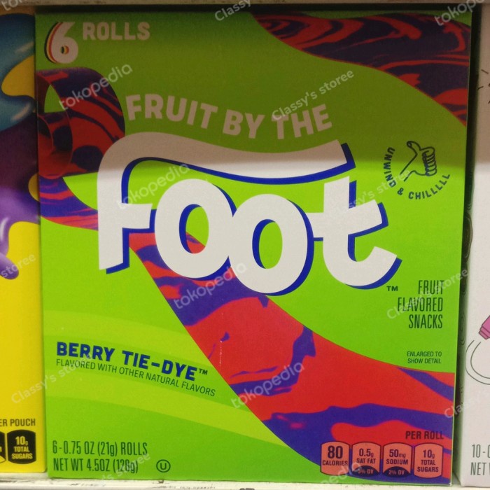 

fruit by the foot berry tie dye 128 gr/rolls candy 6's/permen