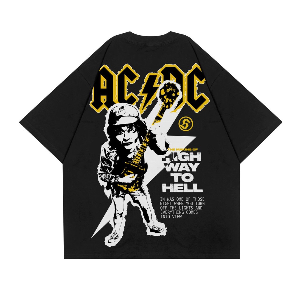 SCAPP | ACDC HWTH | Oversized Tee Katun Hitam Unisex