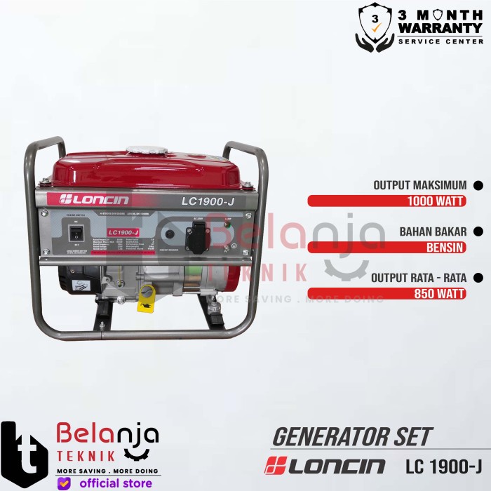 Genset Bensin - Loncin LC 1900 J - 1000 Watt - Generator Set