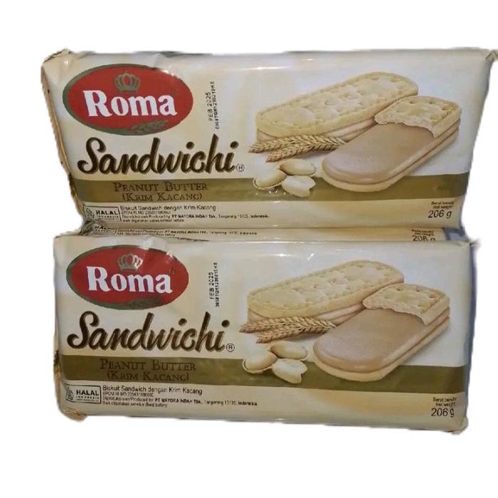 

JTTOP" PAKET 4PCS ROMA SANDWICHI RASA KACANG BISKUIT 157G FOOD SUS COKLAT