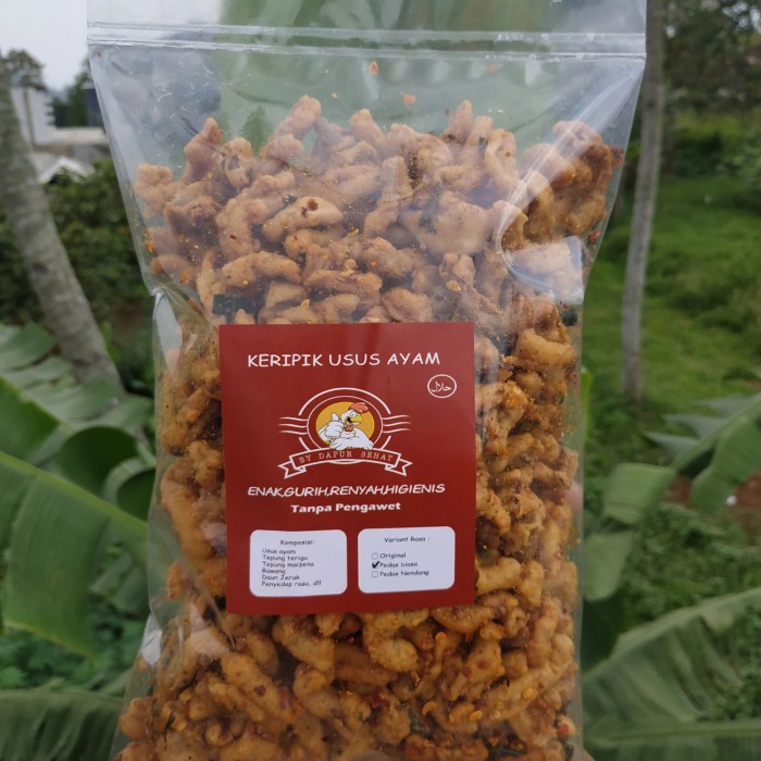 

JTTOP" KERIPIK USUS AYAM CRISPY 500G / KRIPIK USUS / KRIPSUS PEDAS DAUN JERUK