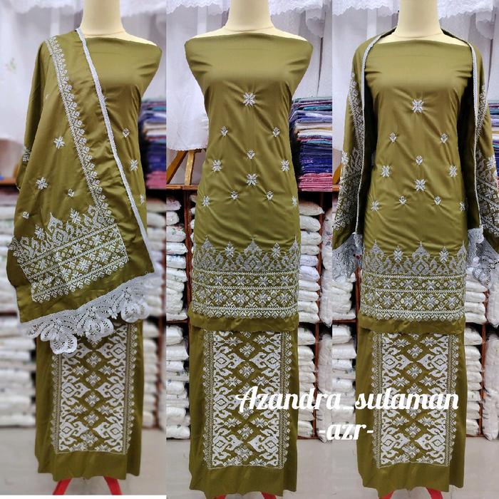 Promo Bahan Baju Kurung Bordir Songket + Selendang Khas Bukittinggi Padang