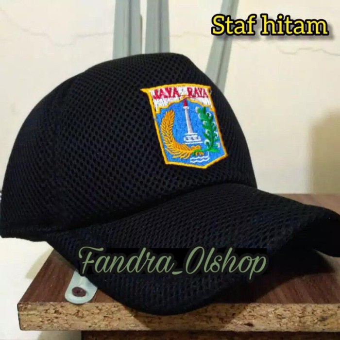 JTTOP" TOPI PNS DKI JAKARTA JAYARAYA HITAM KHAKI BAHAN JARING DOBBEL MESS.