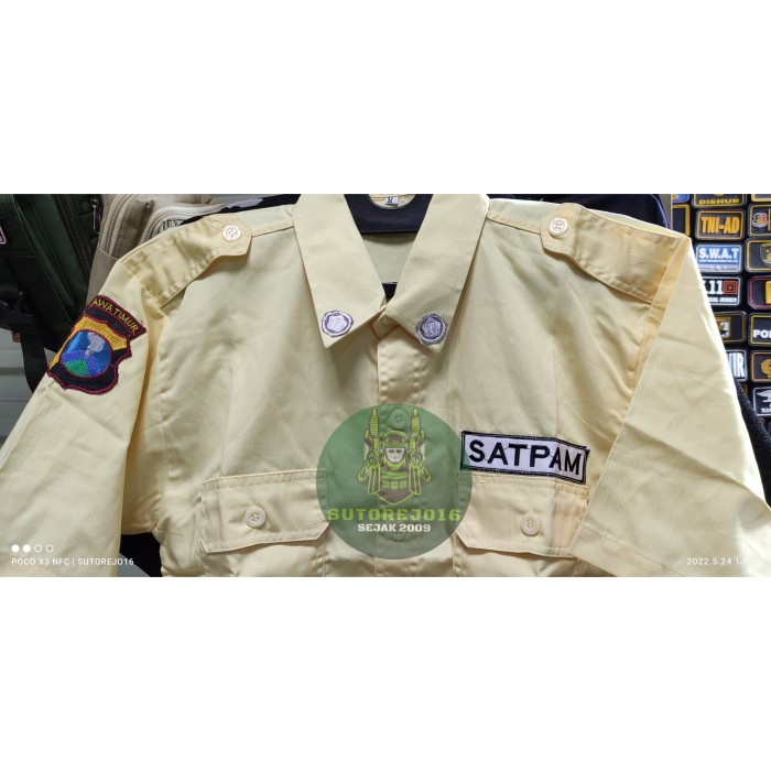 JTTOP" BAJU SERAGAM PDH LENGAN PENDEK PRIA SATPAM SECURITY WARNA KREM CREAM