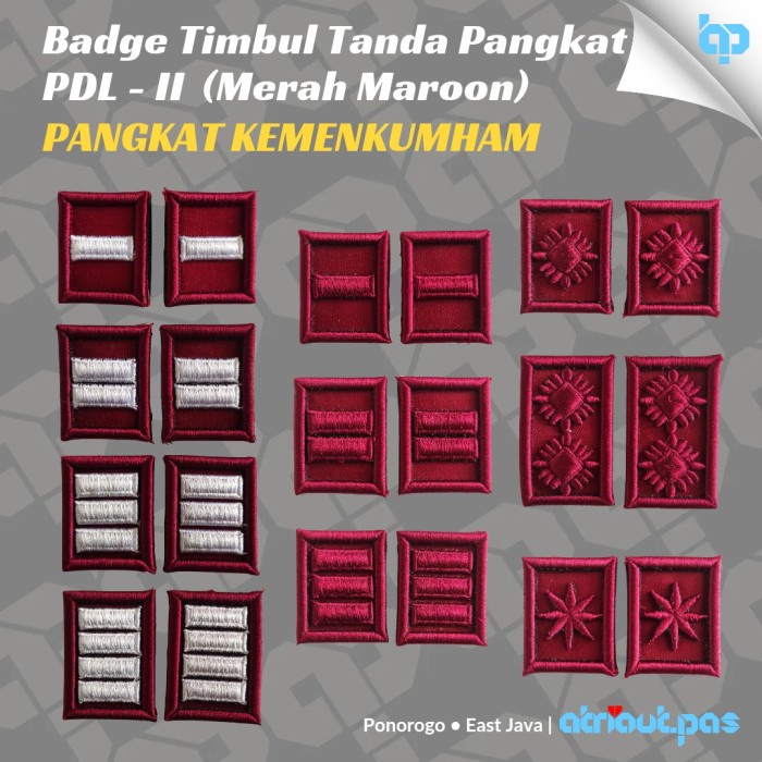 JTTOP" TANDA PANGKAT PDL-II KEMENKUMHAM MAROON