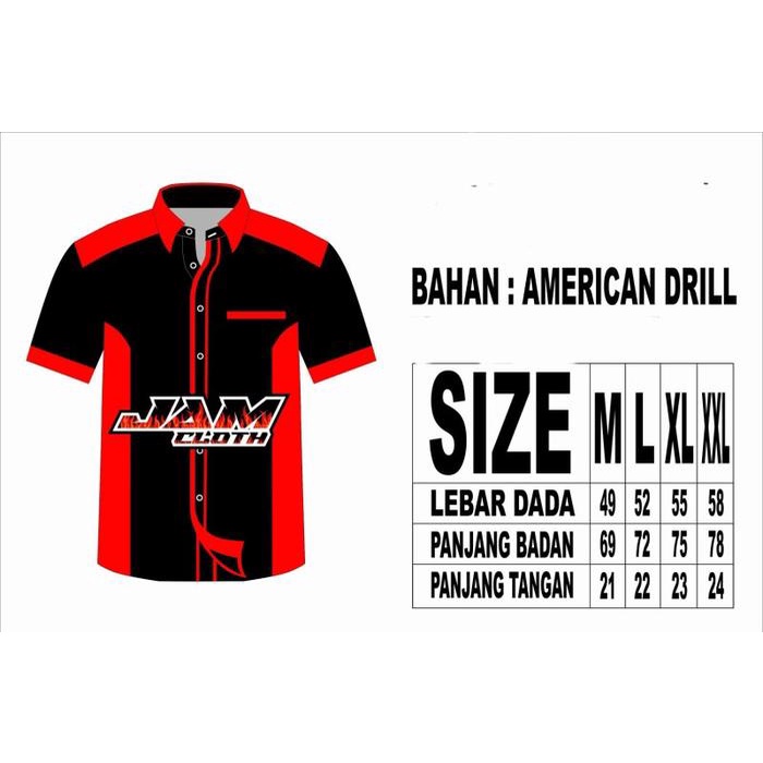 JTTOP" BORDIR KOMPUTER KEMEJA KERJA WORKSHIRT LENGAN PANJANG CUSTOM REQUEST LOGO DEPAN BELAKANG