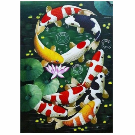 Rwz - Diamond Painting Full Diamond Koi Cross Stitch Kits Embroidery Home