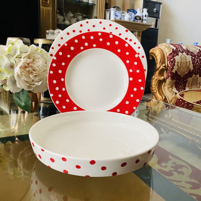 Dinner set Kate Spade Lenox Primrose Drive Cobalt Dot - Red 3 Pcs