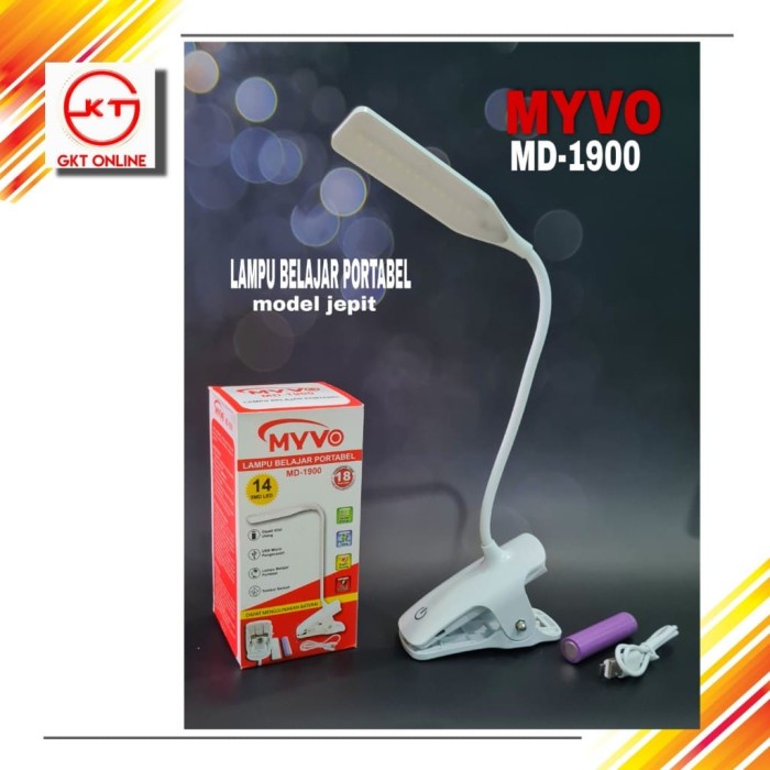 Lampu Belajar LED Jepit Recharge Lampu Belajar / Meja Flexibel Myvo *