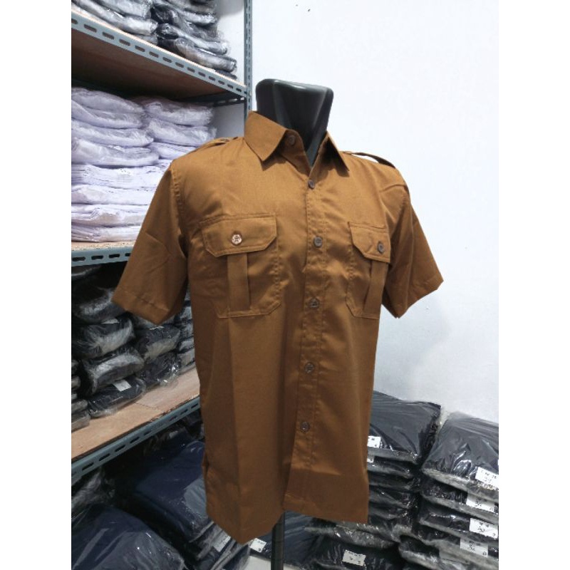 Gratis Ongkir Seragam Khaki Pns - Baju Khaki Pria Lengan Pendek Katun Wol - Baju Pns - Seragam Pns -