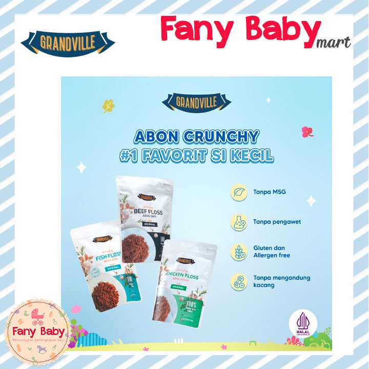 

GRANDVILLE ABON ORIGINAL CRUNCHY CHICKEN BEEF FISH - 100GR ABON MPASI BAYI WE!