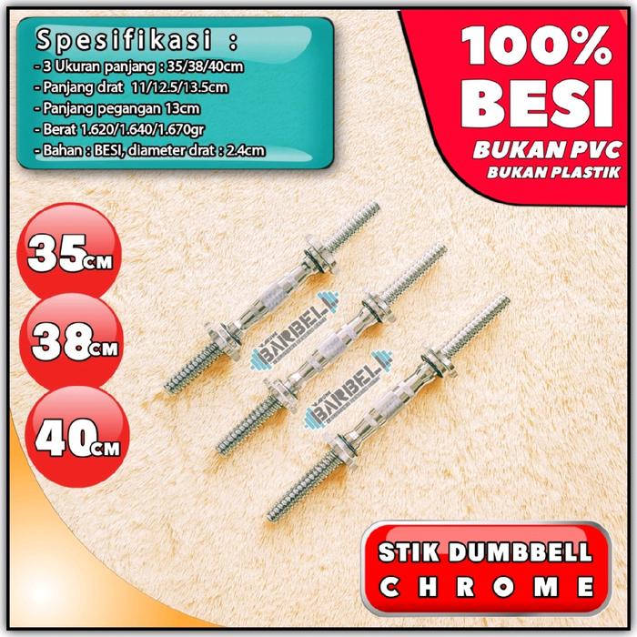 Stik Barbel Chrome 35cm 38cm 40cm import - Stik Dumbbell - Stik Dumble - Stik Dumbell - Stik Dumbel