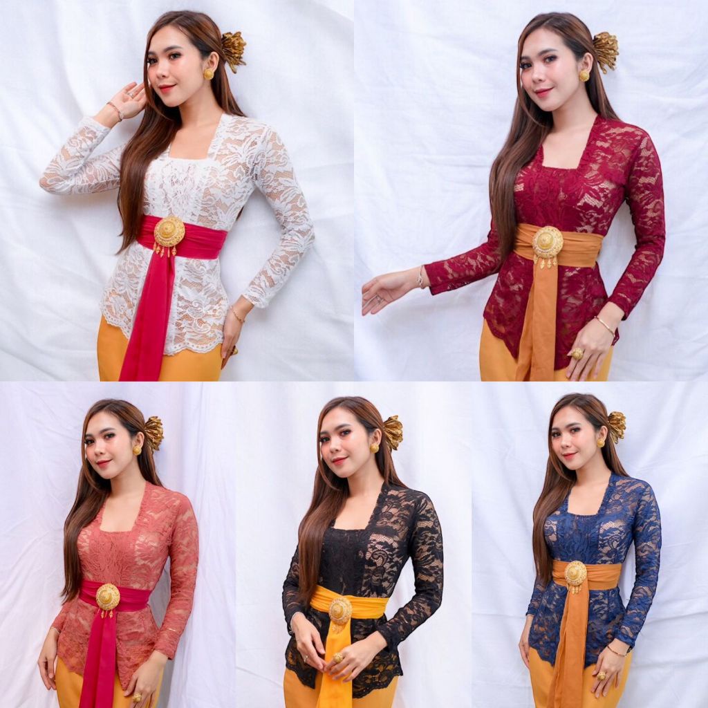 PROMO / Kebaya Kutubaru Brokat Halus Strait Melar Lengan Panjang Kebaya Bali Stretch Polos Ukuran M