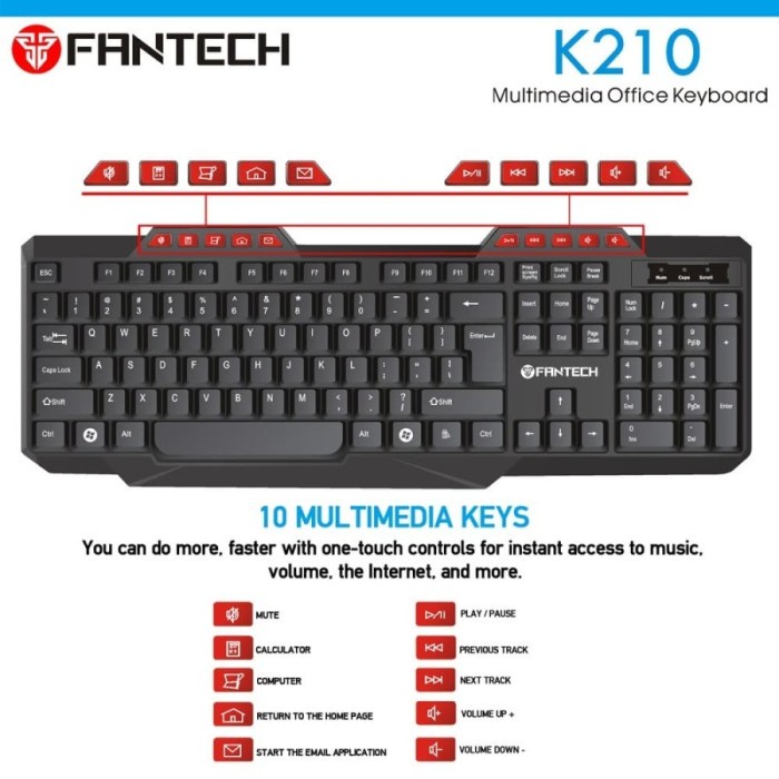 FANTECH K210 / K-210 MULTIMEDIA OFFICE KEYBOARD