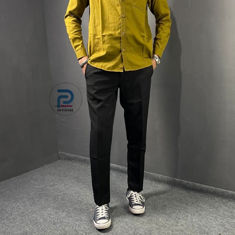PROMO / CELANA KAIN FORMAL CELANA KAIN SLIMFIT PRIA FORMAL CELANA SLIMFIT KANTOR CELANA KAIN HITAM