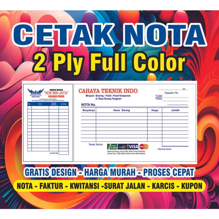 TERBARU nota custom 2 ply 1 rim Kertas NCR (Tanpa Karbon)