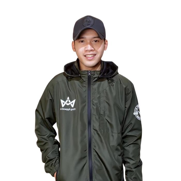 King Apparel Id Jaket Outdoor Pria-Wanita Waterproof Hoodie Lepas Pasang. Anti Air Windbreaker Fixie