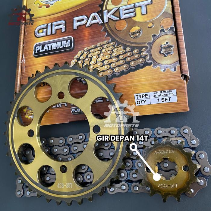 TOP GEAR GIR SET GIR PAKET JUPITER MX 135 NEW 14 38T 428H GOLD MOTORCYCLE -
