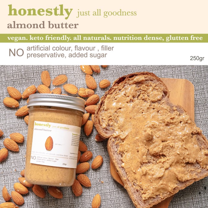

BARANG TERLARIS HONESTLY almond butter - unsweetened vegan keto glutenfree 100%natural