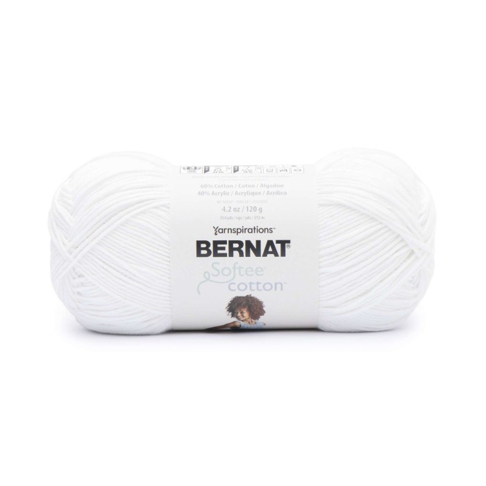 

BARANG TERLARIS Bernat Softee Cotton warna Clear White