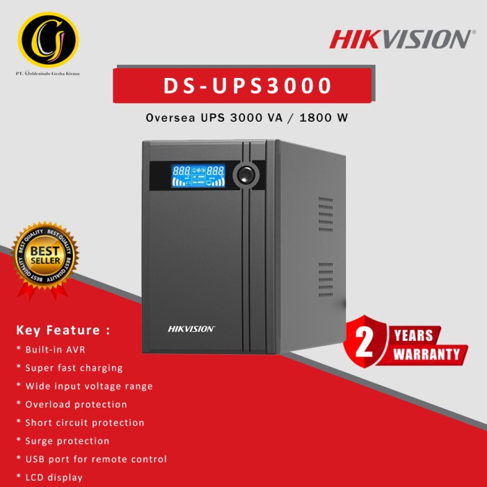 Laris Ds-Ups3000 - Hikvision Ups 3000Va 1800W Uninterruptible Power Supply Ups Cctv