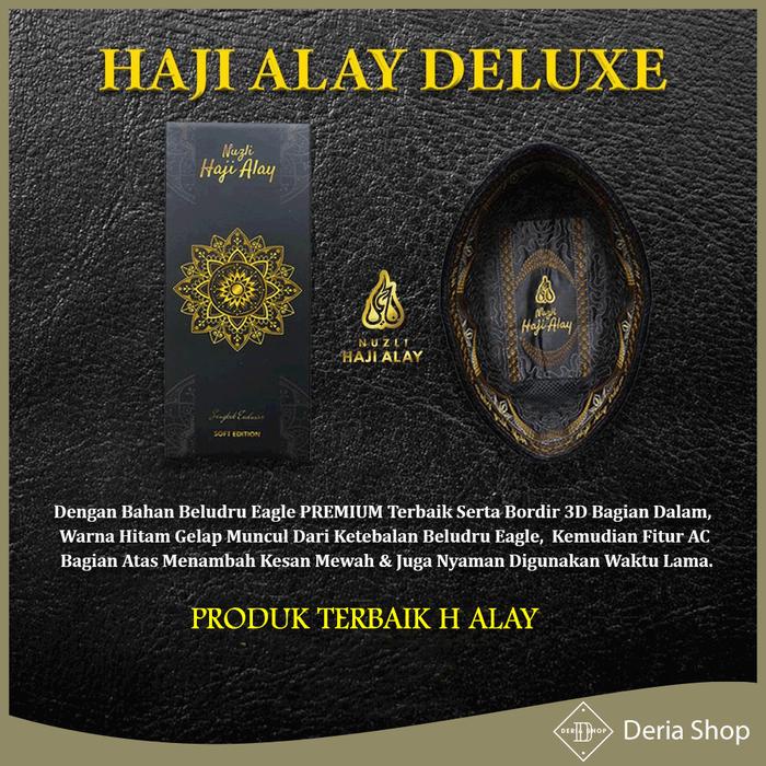 Songkok Hitam HAJI ALAY DELUXE AC Tinggi 7 8 9 10 Premium Peci Sholat Bludru Ukuran Anak Laki Pria
