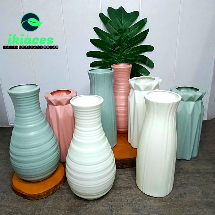 New- VAS BUNGA PLASTIK MINIMALIS POT BUNGA ELEGAN MOTIF UNIK DEKORASI RUMAH