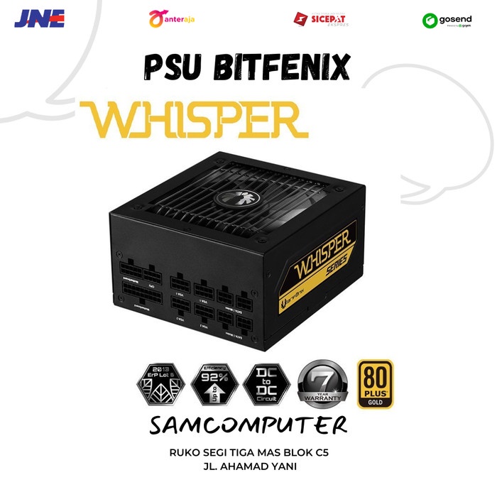 Ready BITFENIX POWER SUPPLY WHISPER 750 WATT 80+ GOLD MODULAR