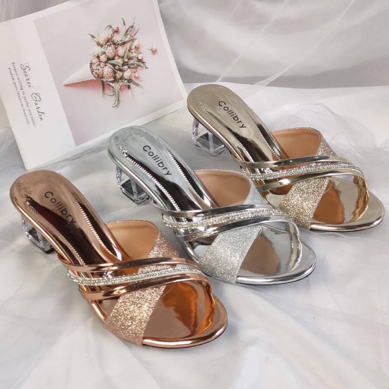collibry - sandal pesta gliter silang -JaminanMutu