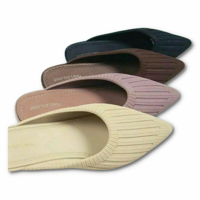 Porto DTA - Sendal Selop Karet Wanita Motif Salur Depan Hak 2 cm Ukuran 36 - 40 -JaminanMutu