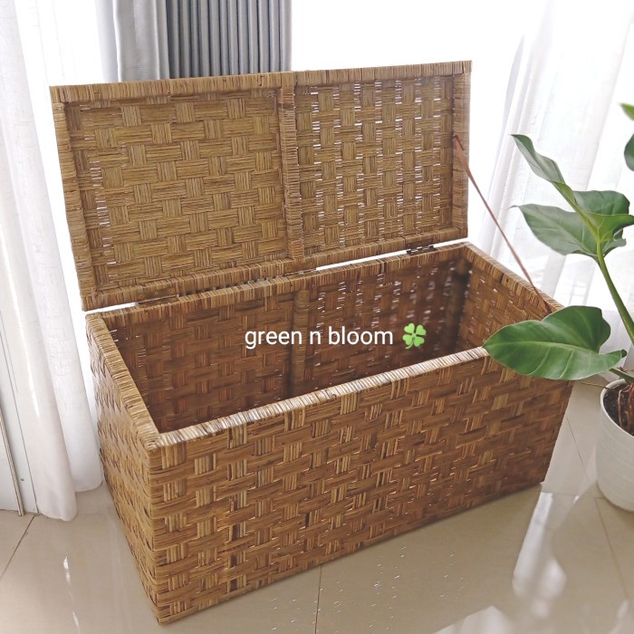 PREMIUM keranjang rotan besar peti coffee table natural