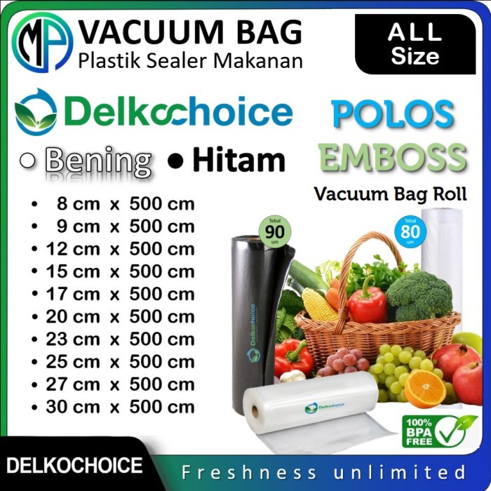PREMIUM Plastik Vakum Vacuum Vacum Bag Sealer Roll Polos Emboss Bening Hitam