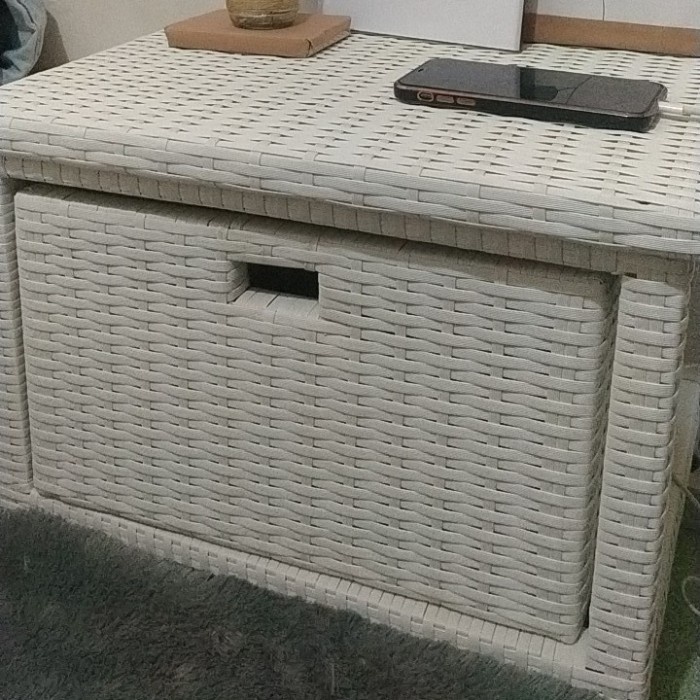 PREMIUM nakas/meja rak laci 1 rotan sintetis