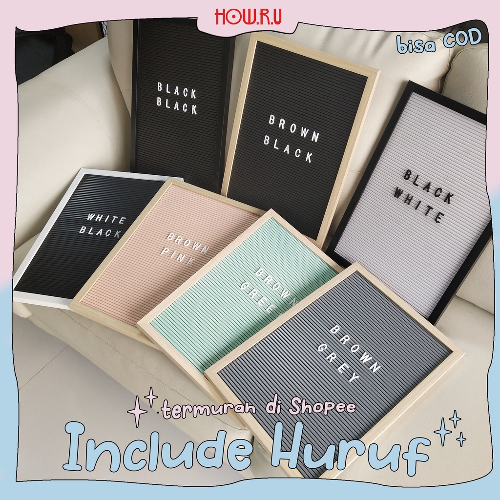 

PROMO / HOW.R.U Letter Board Sudah Include Huruf / Papan Nama Bayi / Papan Menu / Dekorasi Rumah