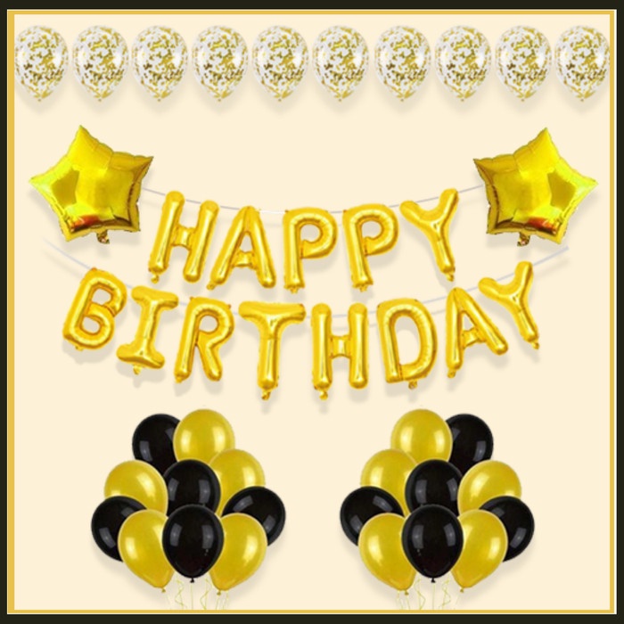 Paket Set Dekorasi Balon Pesta Ulang Tahun Gold&Black