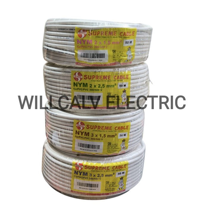 Suprime kabel NYM 2X1.5 2X2.5 3X1.5 3X2.5 50 meter full tembaga