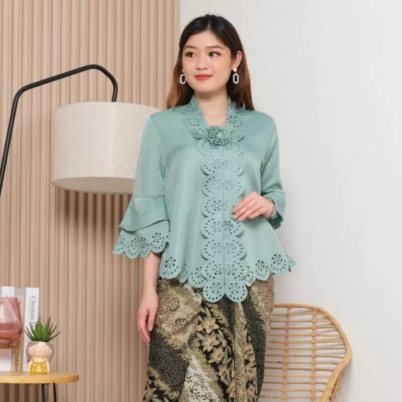 FLASH SALE ATASAN KEBAYA ENCIM MODERN ALDORA WARNA HIJAU GREEN SAGE