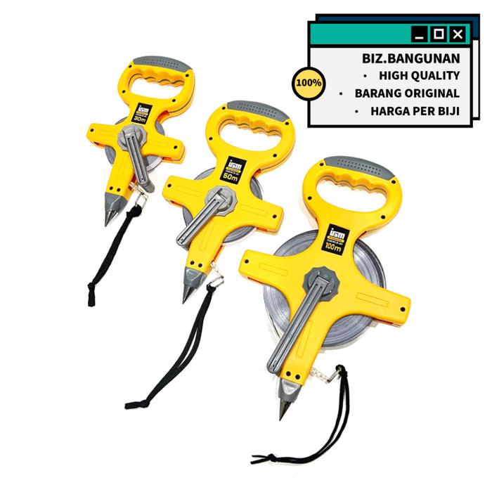 Rol Meter Plat Baja Igm 30 50 100 Meter - Meteran Gulung Tancap Tanam