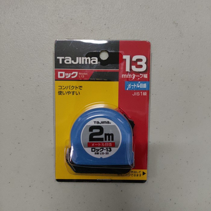 Tajima L13-20Bl Meteran Tukang 2 Meter Measuring Tape Lock-13 Metric Scale 2Mtr