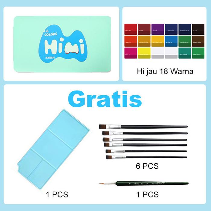 

TERLARIS Watercolor Himi Gouache Paint Set 18/24 Warna 30ml Cat Untuk Air Seni Miya Himi Gouache