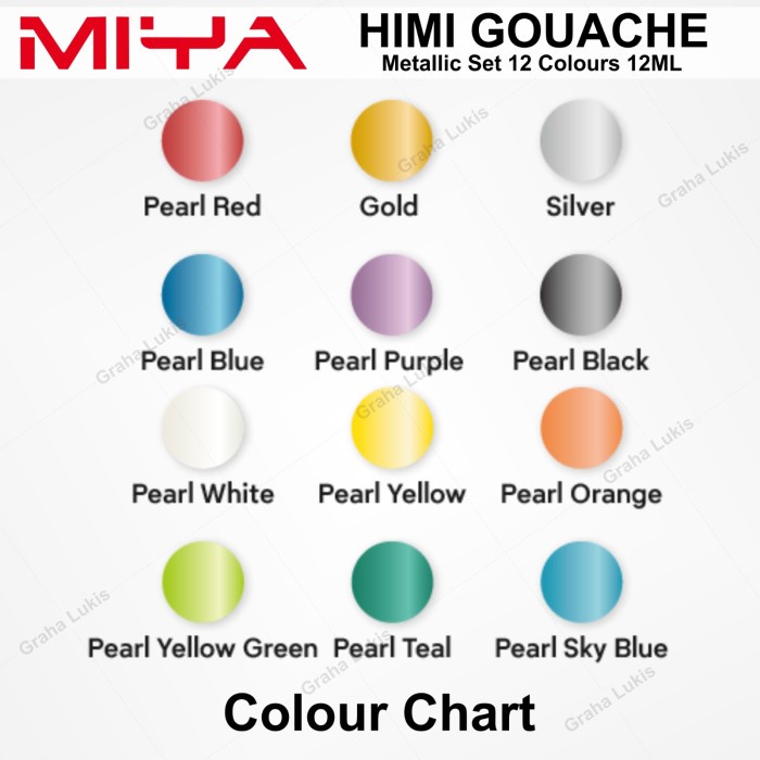 

TERLARIS Miya Himi GOUACHE Metallic Paint Set TWIN 12 Colors x 12ml - Cat Gouache